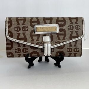 Etienne Aigner wallet, EUC, clean, coated canvas, Approx 7.5” x 4 x .75”,